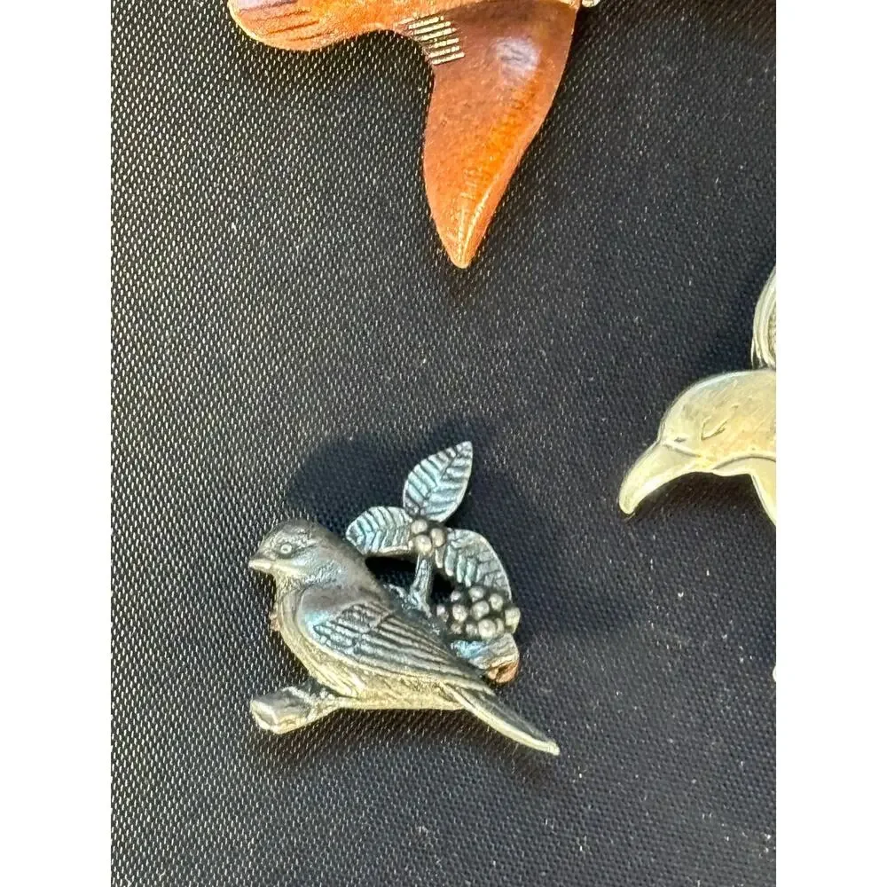 Lot 5 Bird Duck Hummingbird Stick Pins Lapel Estate Jewelry